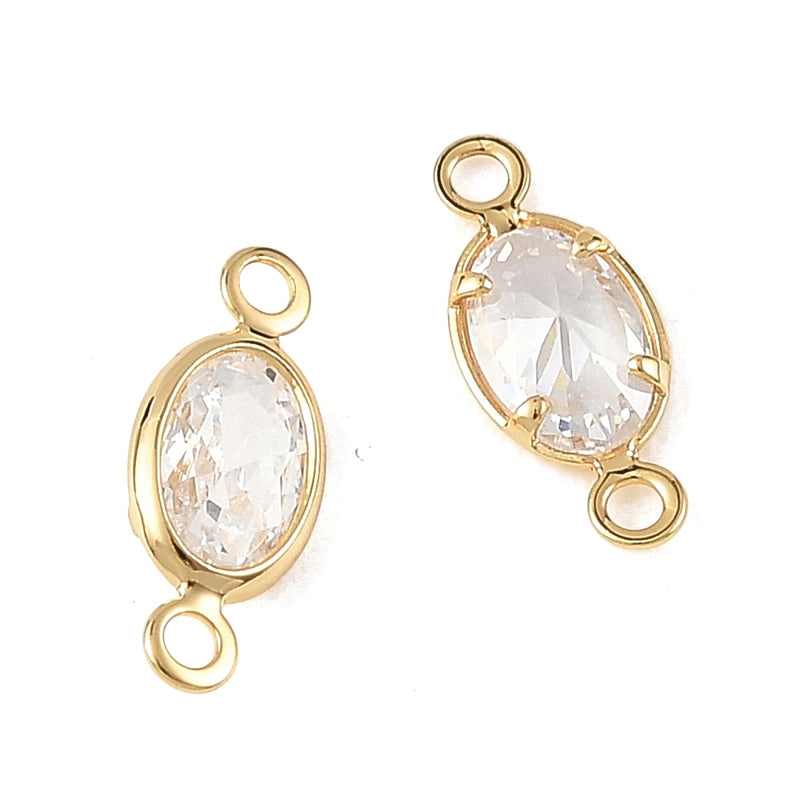 Connector cubic zirconia, guld, klar, 1 st (14242)