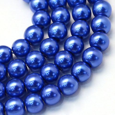 13130 Glaspärlor,  Royal blue, 6 mm, 1 sträng