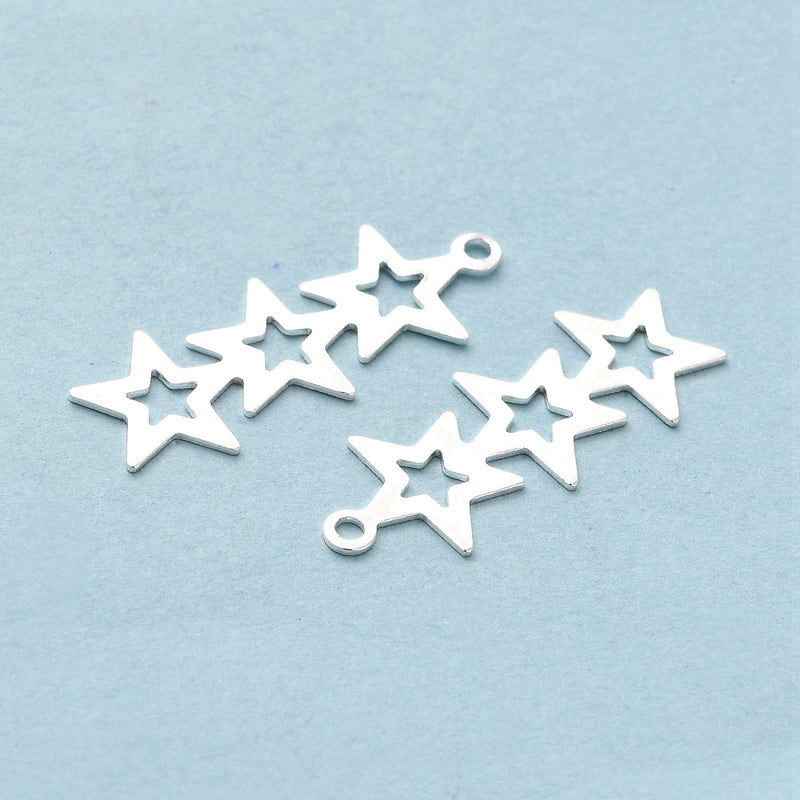 Connector, Stjärnor, silver, 1 st (13142)