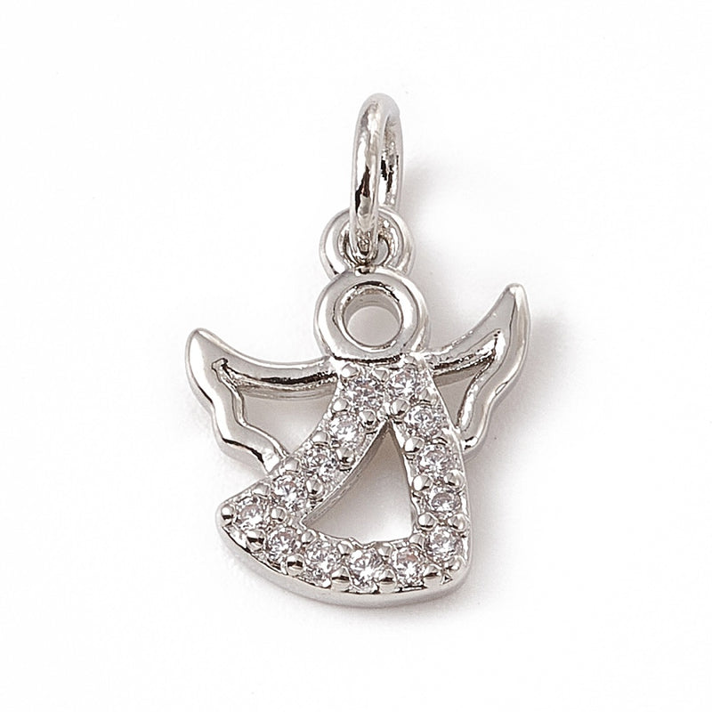 Ängel med cubic Zirconia, silver, 12x10x1,5 mm, ,1 st, (13146)