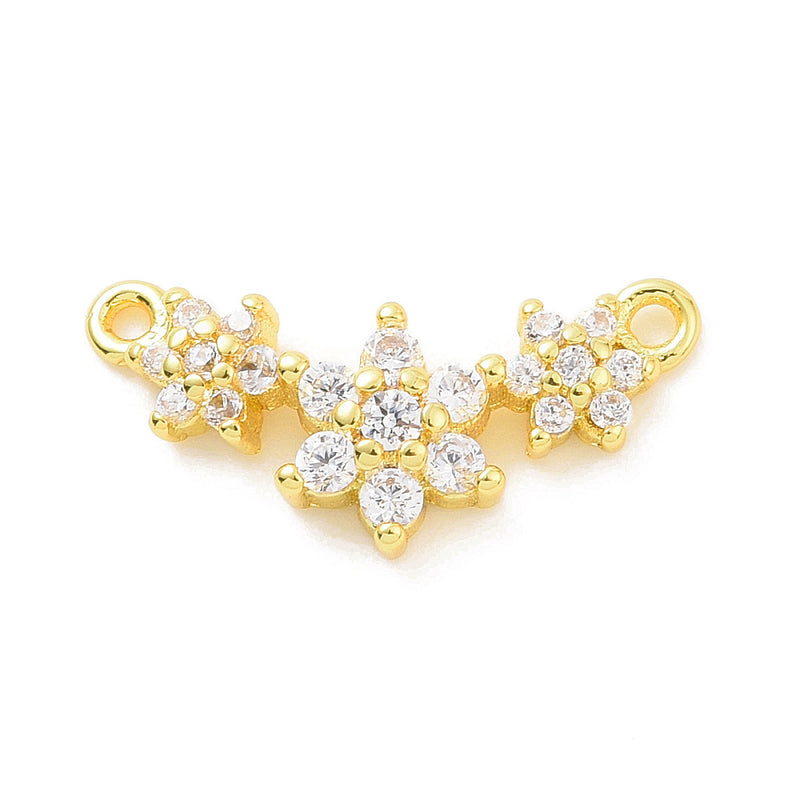 Connector, Blommor, Cubic Zirconia, guld, 1 st, (13196)