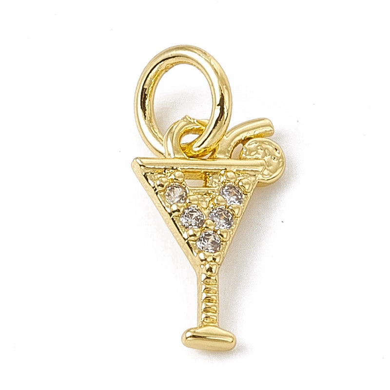 Cocktailglas Cubic Zirconia, 18K guld pläterade, 11x7x1 mm, 1st, (13229)