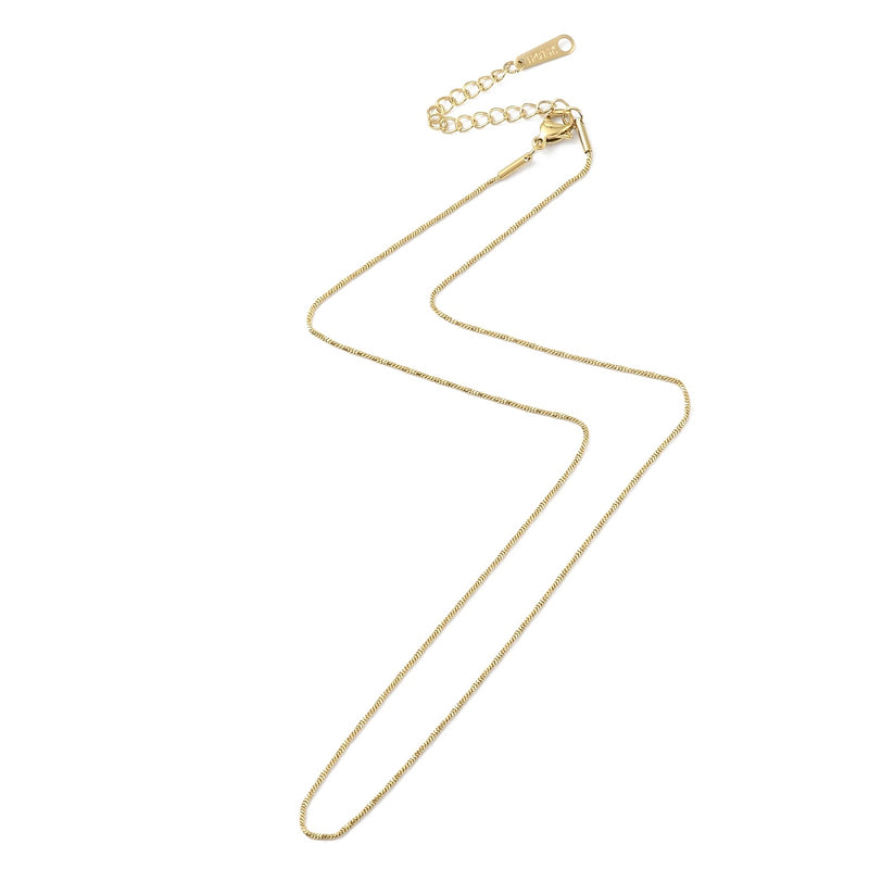 Halskedja, Rostfritt stål, guld, 45cm, 1 st, (13319)