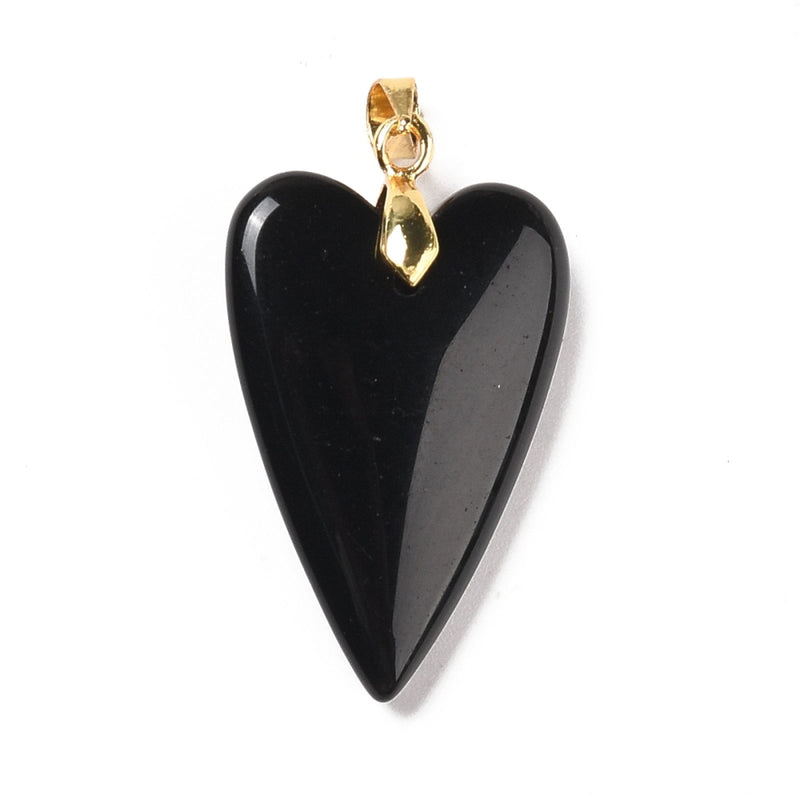 Naturlig Obsidian hjärta, 32x20x8 mm, 1 st (14342)