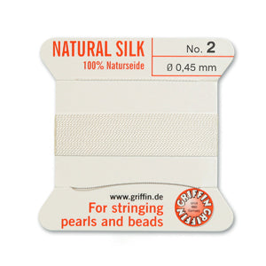 Silkestråd GRIFFIN, Vit, 0,45 mm, 2 m, 1 st INKLUSIVE NÅL, (13353)