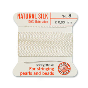 Silkestråd GRIFFIN, Vit, 0,8 mm, 2 m, 1 st. INKLUSIVE NÅL, (13354)