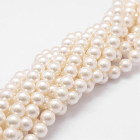 13384 Shell beads, vit, 6mm 1 sträng