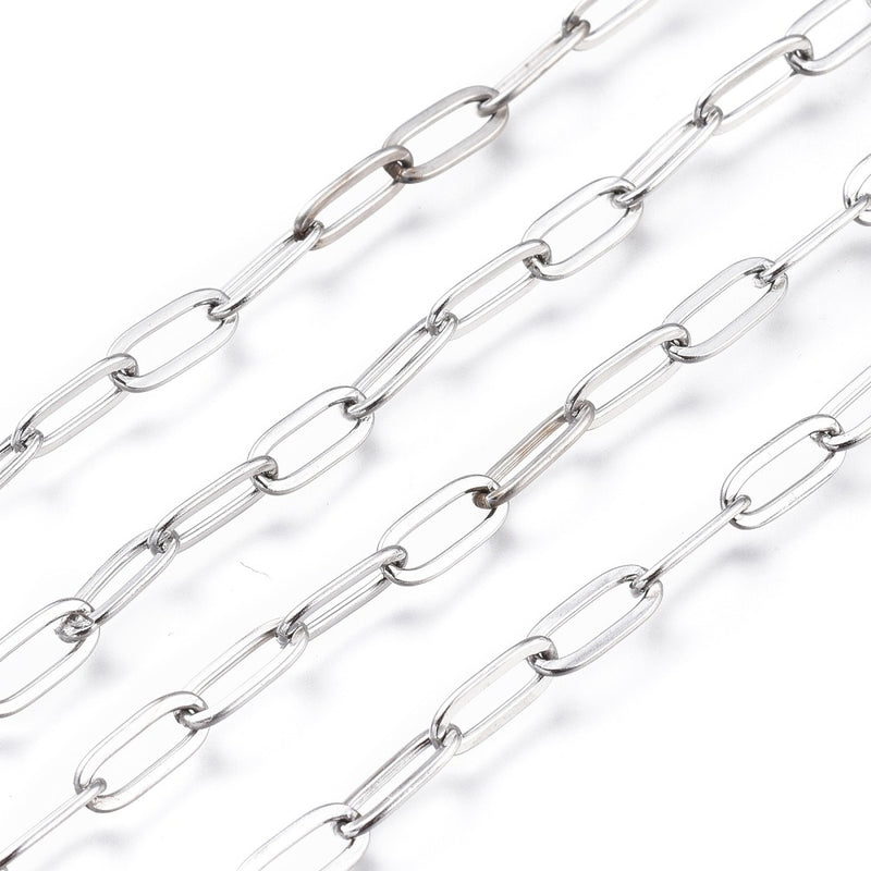 Kedja 304 rostfritt stål, paperclip, 1 m, (13481)