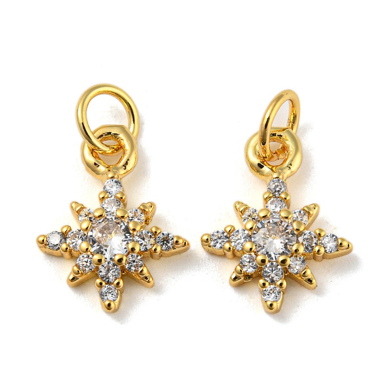 Stjärna med Cubic Zirconia, guld, 1 st, 13501