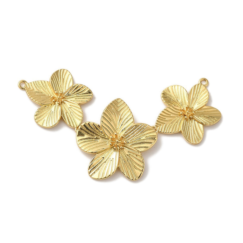 Connector, Blommor, Guldpläterad 18K, 1 st (13525)