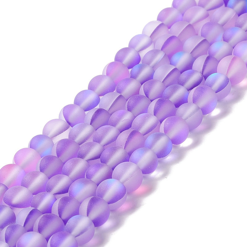 Månsten syntetisk matt lila, 6 mm, 1 sträng (13563)