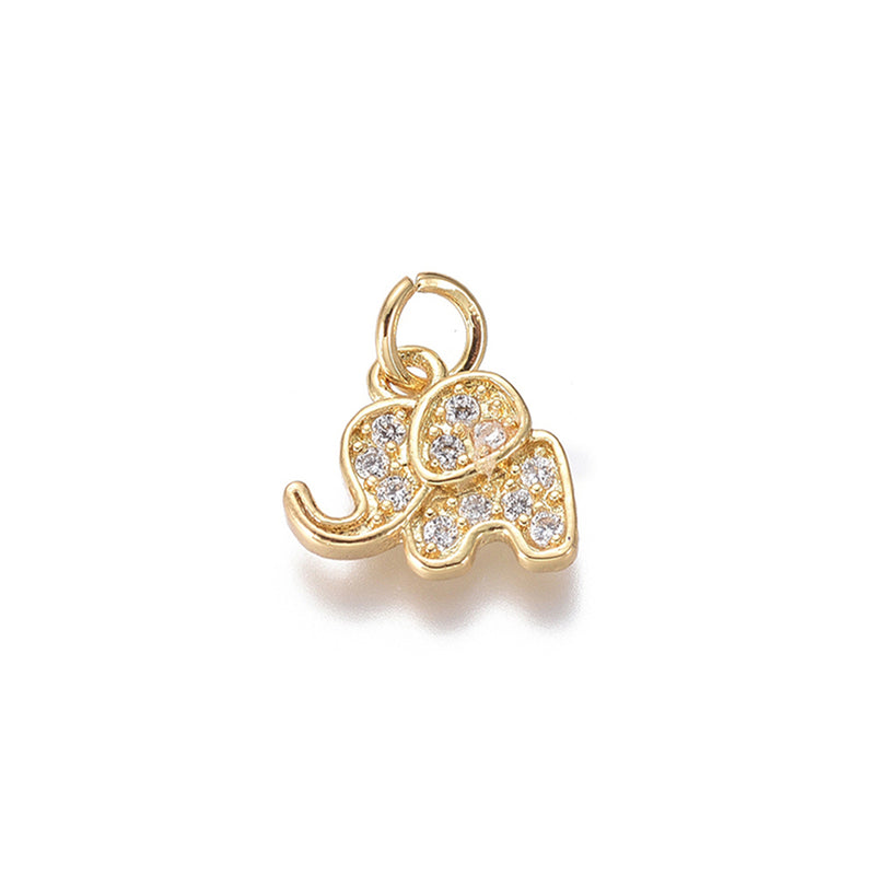 Elefant med Cubic Zirconia, guld, 1 st, (13594)