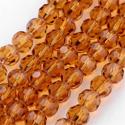 13598 Glaspärla, facetterad brun, 6mm