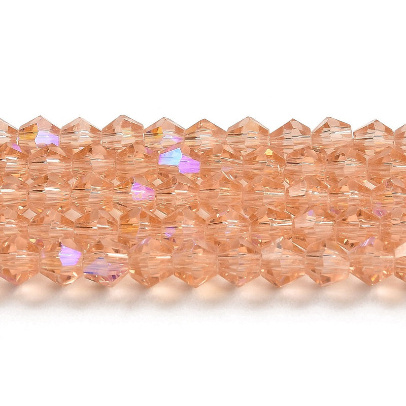 Glas, biconer facetterade rosa, 2mm, (13601)