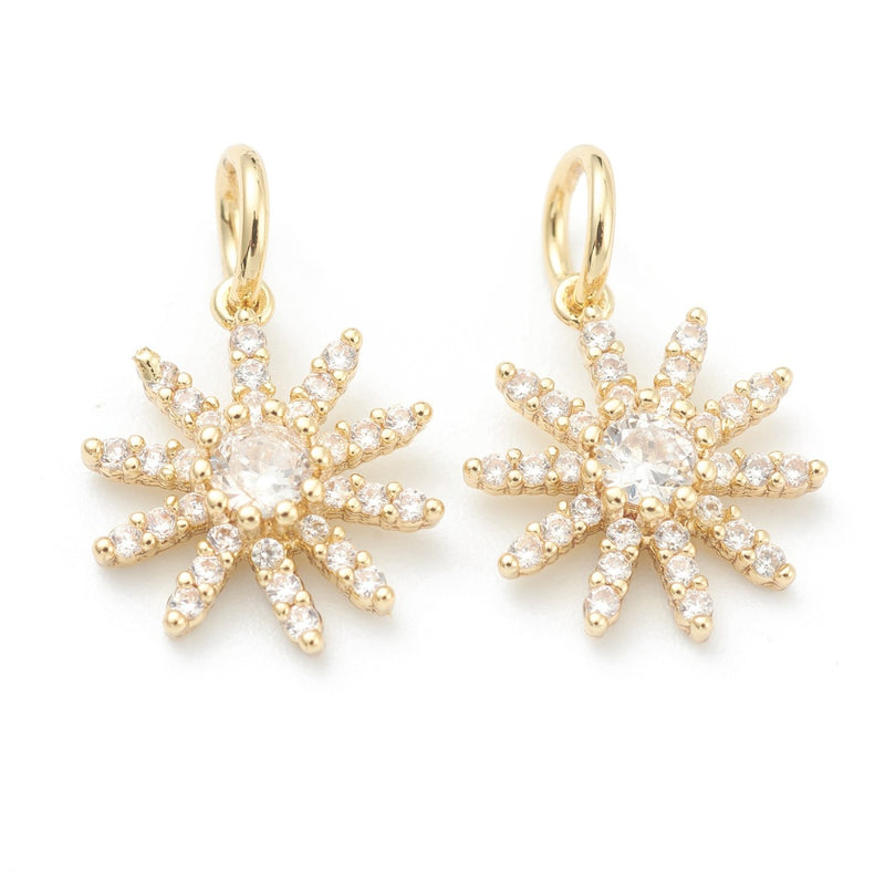 Blomma med Cucic Zirconia, guld, 1 st, (13653)