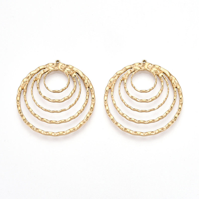 Hänge  ringar, Rostfritt stål, guld, 1 st, (13679)