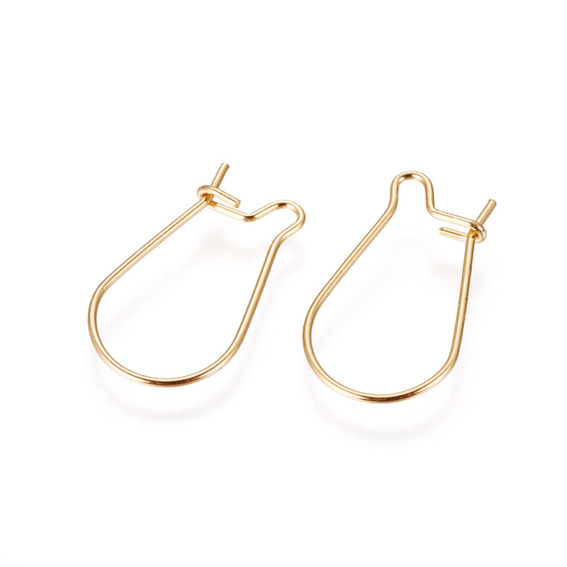 Öronkrokar,  316 kirurgiskt stål, guld, par, (13687)