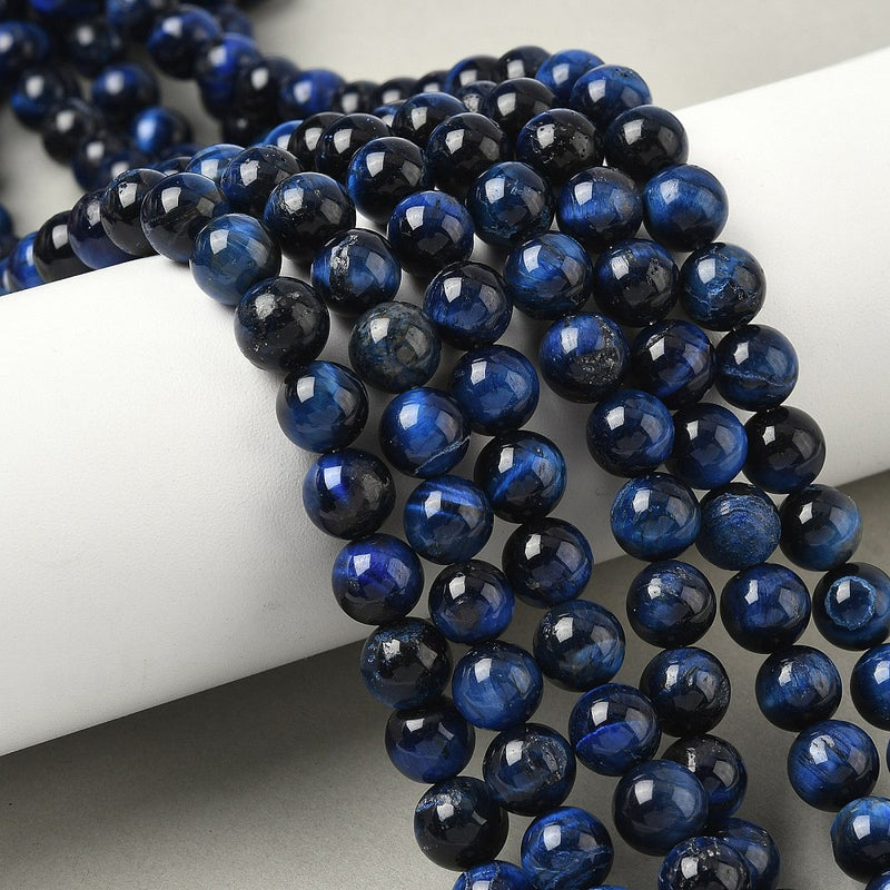 Tigeröga, blå, 8 mm, 1 sträng (13694)