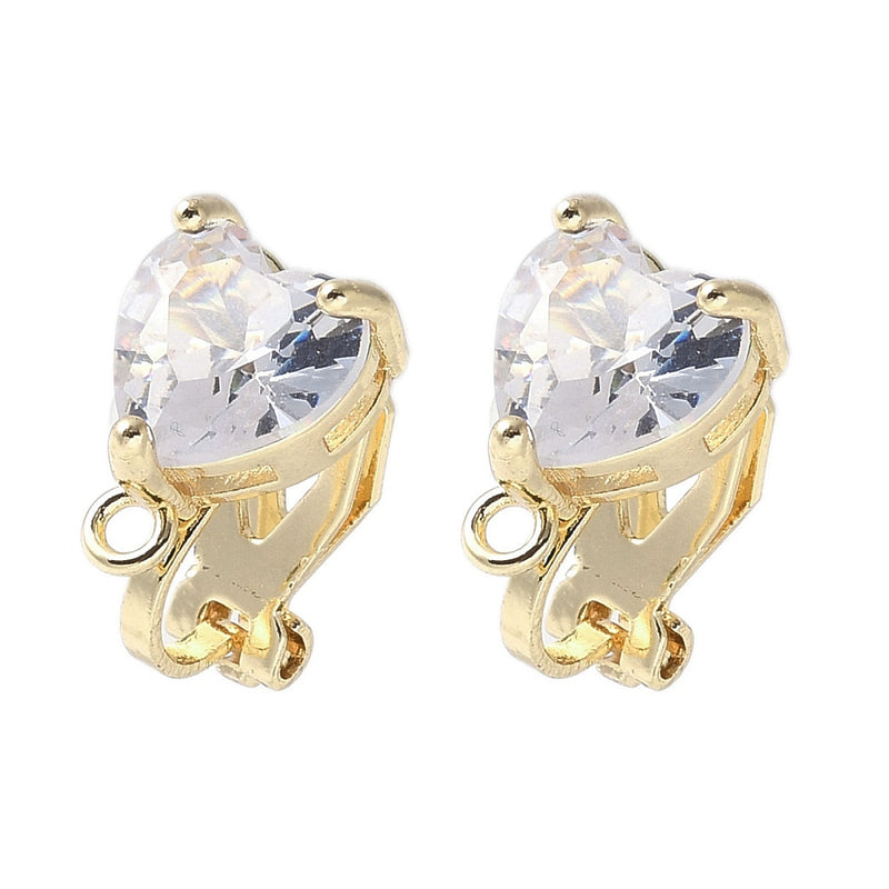 Öronclips med rhinestone, 14K guldpläterade, 1 par, (13704)