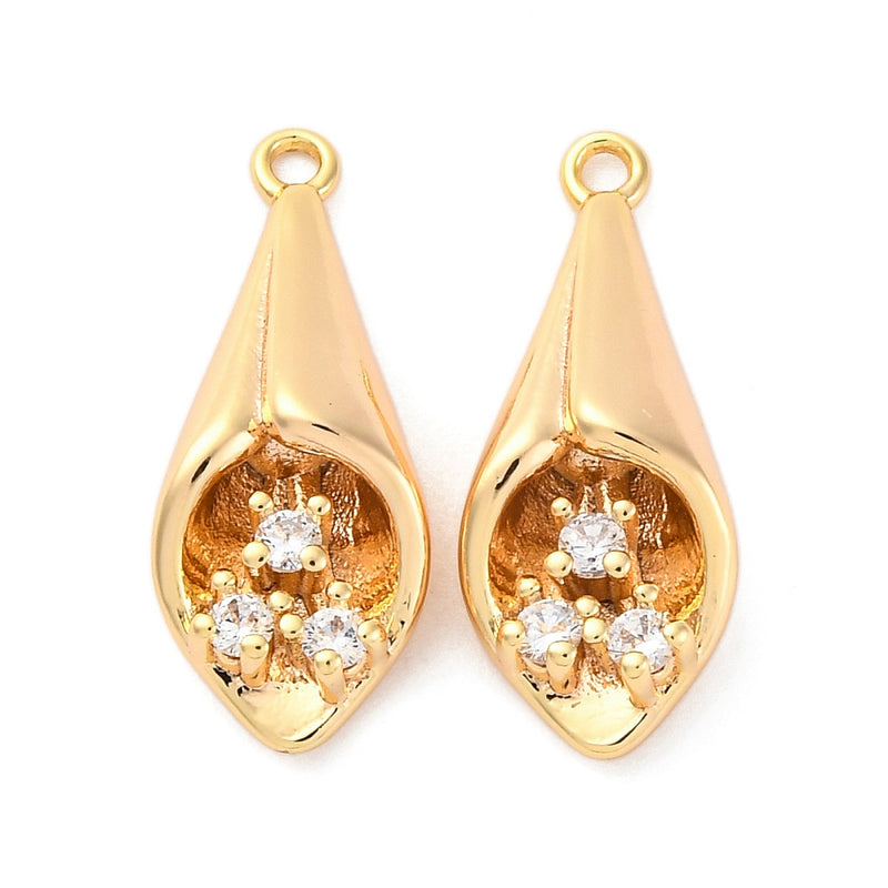 Strut med Rhinestone, 18K guldpläterad, 1 st, (13709)