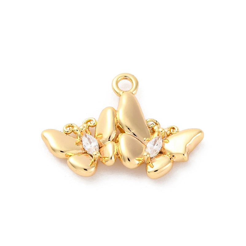 Fjärilar med Rhinestone, 18K guldpläterade, 1 st, (13721)