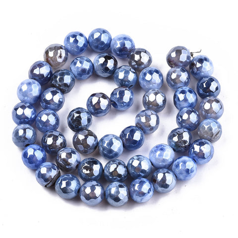 13736 Agat, naturlig, facetterad, extra lyster, 1 sträng, 6 mm
