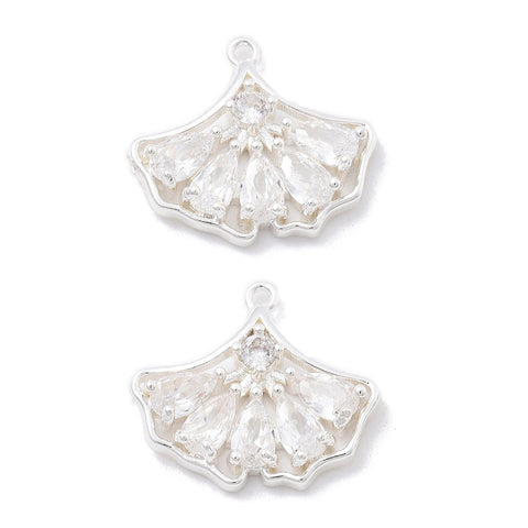 13741 Gingkoblad med Cubic Zirconia, 925 silver pläterat, 1st