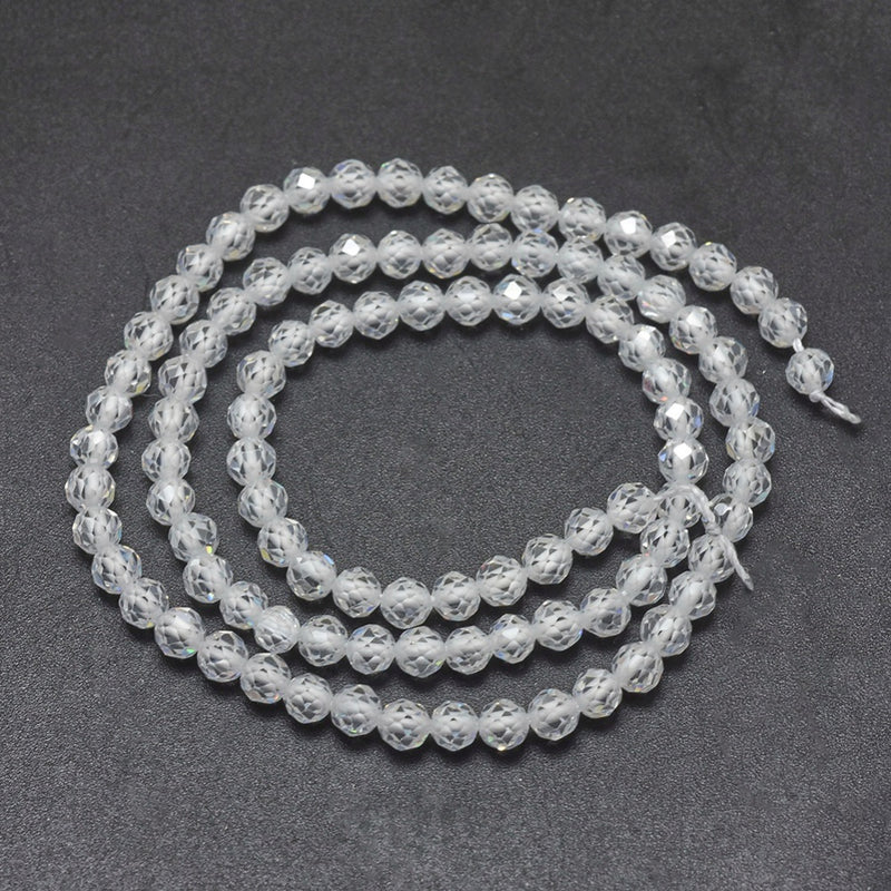 Cubic Zirconia pärlor, 4 mm, 1 sträng, (13781)