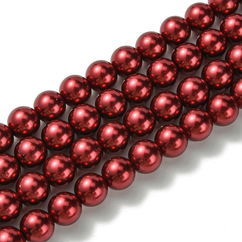 13782 Glas pärlor, röda, 12mm, 1 sträng