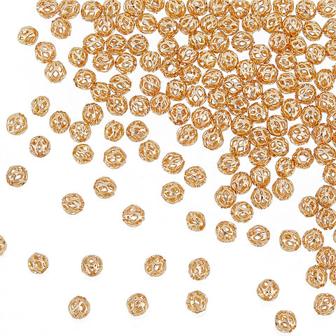 13794  Pärlor med mönster, 14K guldpläterade, 4 mm, 10st