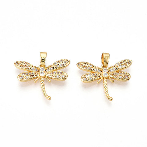 13803 Trollslända med Cubic Zirconia, 18K guldpläterad, 1 st