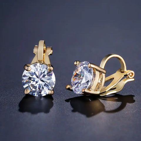 13810 Öronclips med Cubic Zirconia, guldpläterade, 1 par