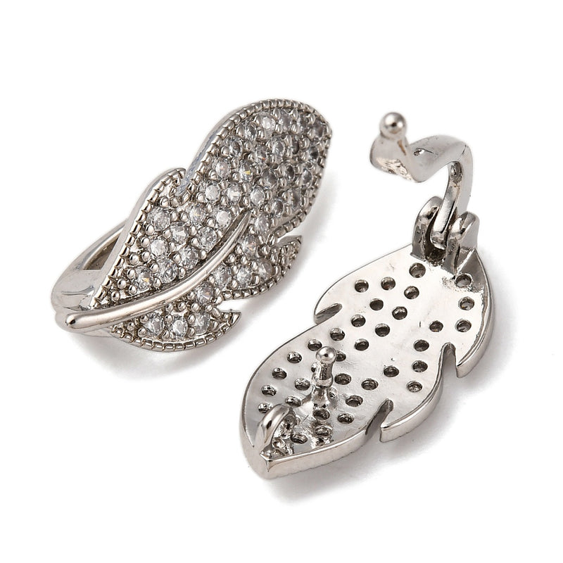 Löv med Cubic Zirconia och clips, 1 st, (13812)