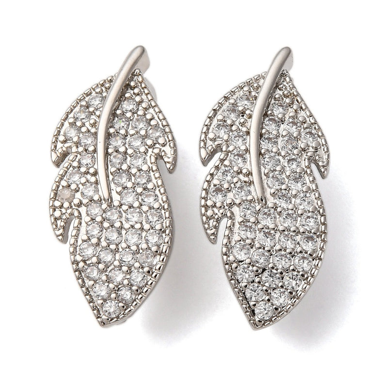 Löv med Cubic Zirconia och clips, 1 st, (13812)