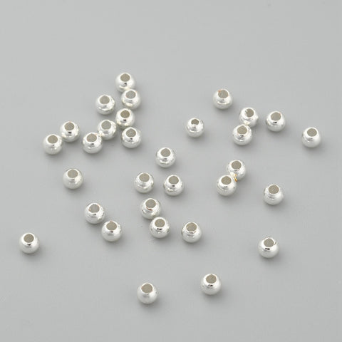 13817 Pärlor, mässing pläterat med silver, 3mm, 25st