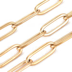 13822 Kedja Paper clip, 304 rostfritt stål. 18K guld pläterad, 12x4mm, 1 m