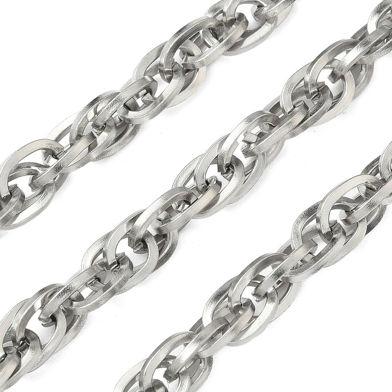 Kedja, 304 rostfritt stål, 6,5x2,5 mm, 1 m (13823)