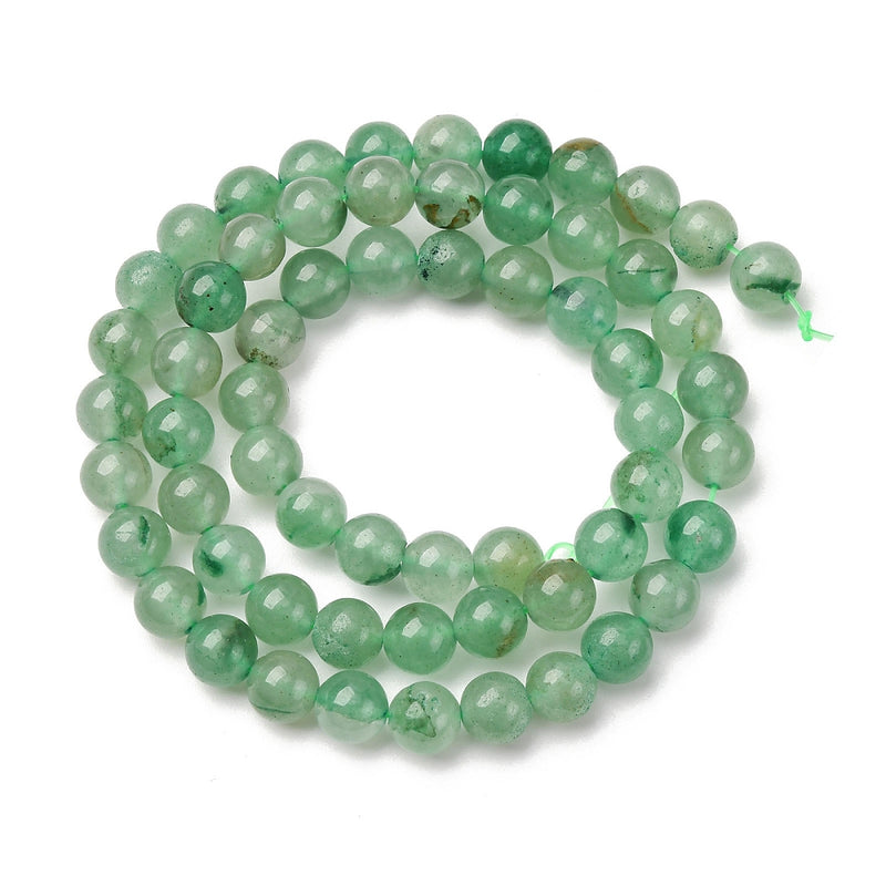 Aventurin, naturlig grön, 6,5mm, 1 sträng (13832)