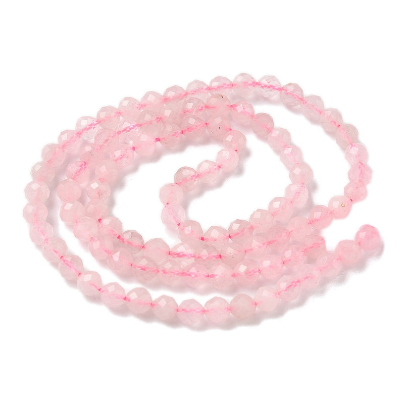 Rosenkvarts, facetterad, 4 mm, 1 sträng (13834)
