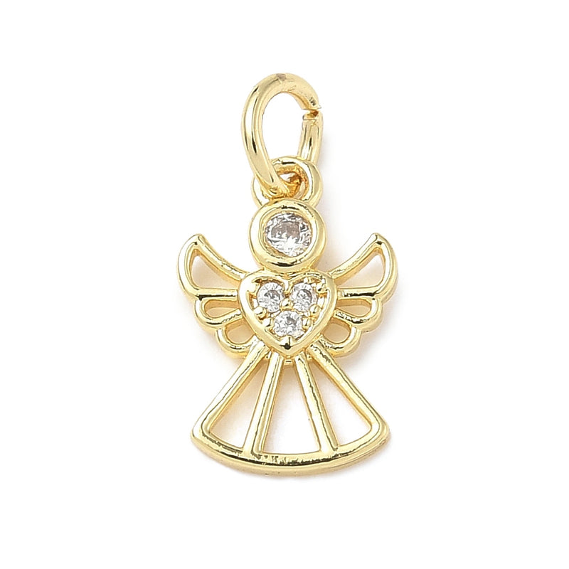 Ängel med Cubic Zirconia, 18K guldpläterad, 1 st, (13836)