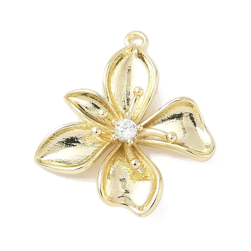 Blomma Cubic Zirconia, 14K guldpläterad, 1 st, (13858)