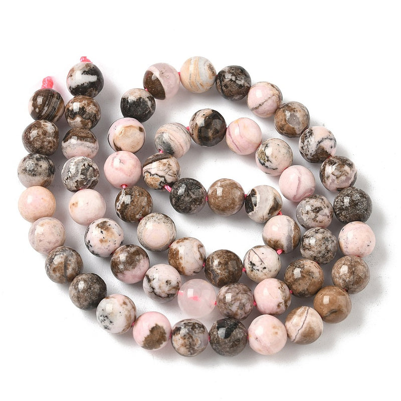 Rhodonit naturlig, rund, 6 mm, 1 sträng (13862)