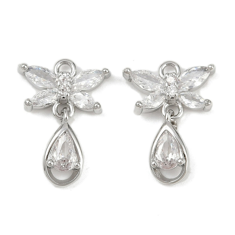 Fjäril med droppe, Cubic Zirconia, 1 st, (13866)