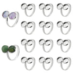 13881 Ring stomme i 304 rostfritt stål, justerbar, för 2 cabochoner 8mm, 1 st