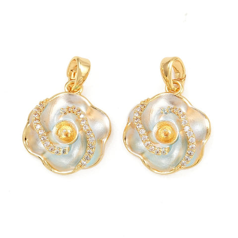 13888 Blomma med Cubic Zirconia och emalj, 18K guldpläterad, 1 st
