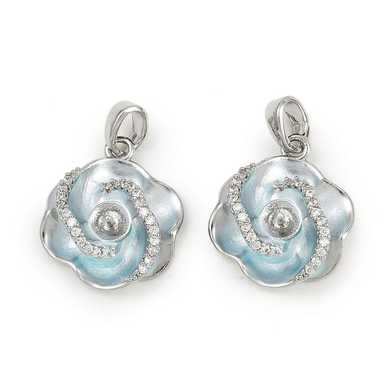 Blomma med Cubic Zirconia och emalj, 1 st, (13889)