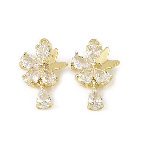 13894 Hänge med Fjäril, Cubic Zirconia, 14K guldpläterad, 1 st