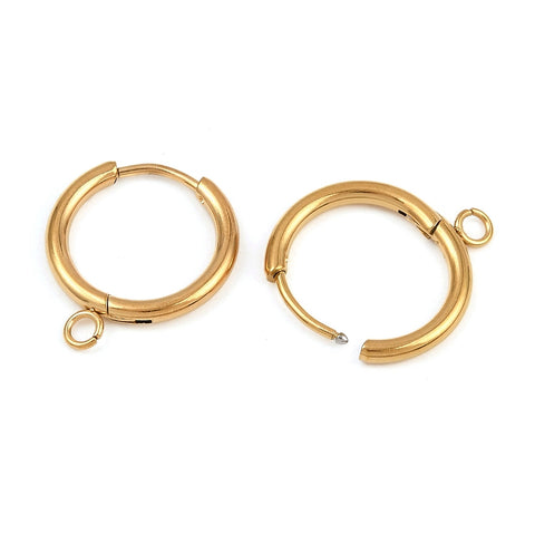 13895 Örhänge ring med ögla, 304 rostfritt stål, 18K guldpläterat, 1 par