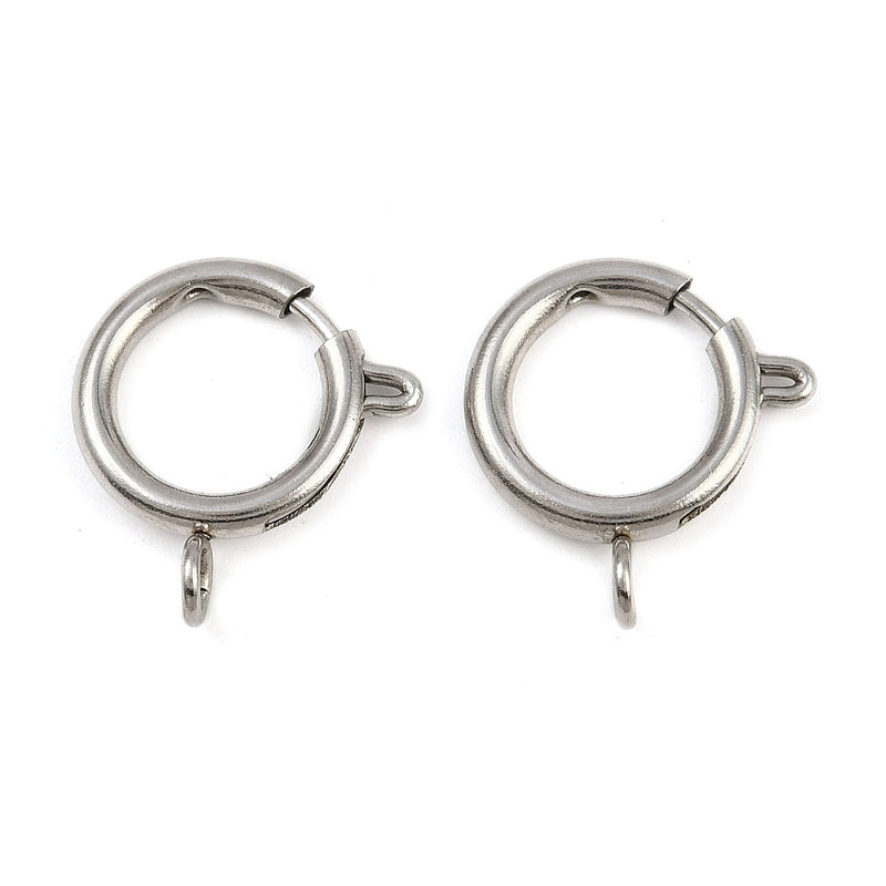 Örhänge,  Ring med ögla, Rostfritt stål, 1 par, (13896)