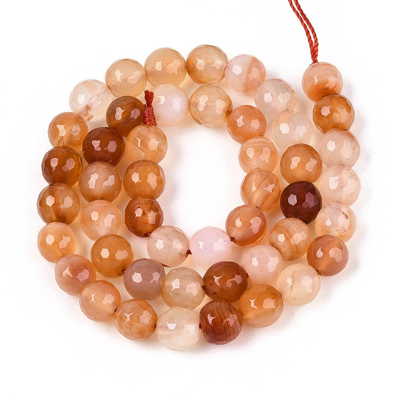 Rosa Aventurin, rund, facetterad, 8 mm, 1 sträng (13910)